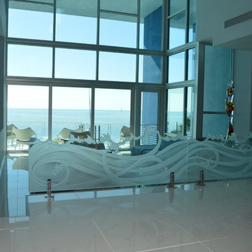 Waterfront Carved Waves Room Divider