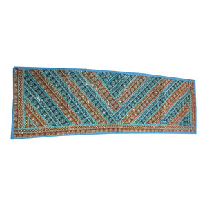 Mogul Interior - Consigned Home and Bohemiani Blue Mirror Work Embroidered - Table Runners