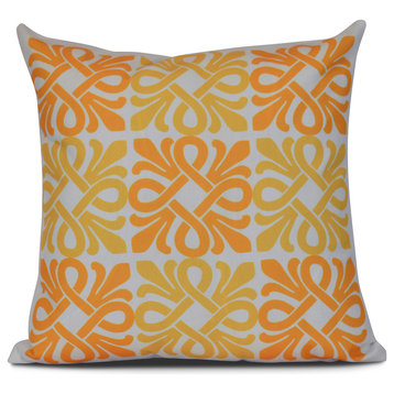 Yellow Tiki Square, Geometric Print Pillow, 16"x16"