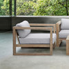 Paradise Outdoor Light Eucalyptus Wood Lounge Chair With Gray Cushions