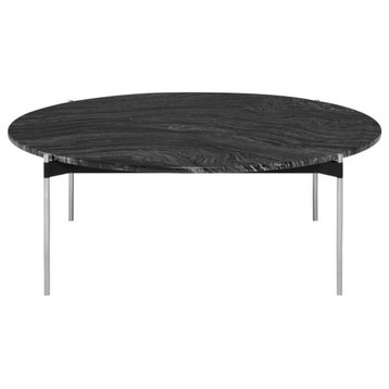 Brunello Coffee Table black wood vein marble top