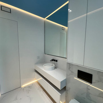 Contemporary Bathroom | Backlit Blue Feature Wall