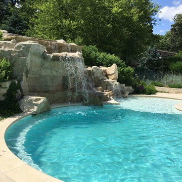 Cedar Rapids, Iowa - Custom Concrete Swimming Pool with Rock Waterfall Feature