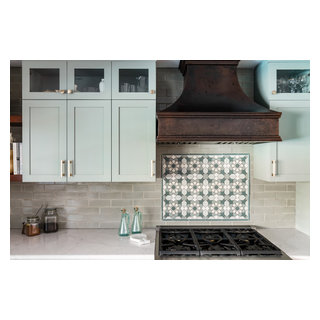 Image showcasing Elk Brick Kitchen Backsplash with Sintra Range Accent - Transitional ...