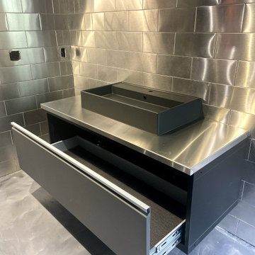 Floor to Ceiling Metal Tile in NJ Bathroom