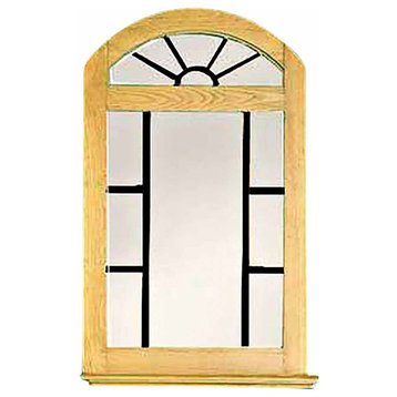 Vanity Mirror Windowpane Arch Country Pine 39" H Renovators Supply