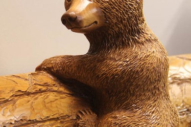 Bear Cub Wood Sculpture