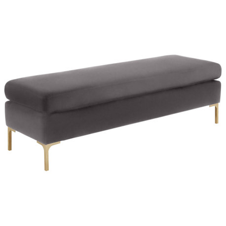 Delilah Grey Velvet Bench