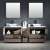 84" Gray Oak Modern Double Sink Bathroom Vanity w/ Side Cabinet & Vessel Sinks