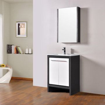 Silver Grey & Glossy White Vanity Set