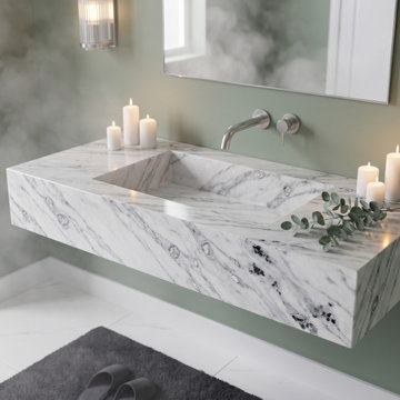 Bespoke Platinum White Marble Sinks | Silver & Ice Collection