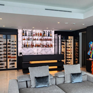 Backlit Stone Wall Wine Display - Sunny Isles Beach, FL