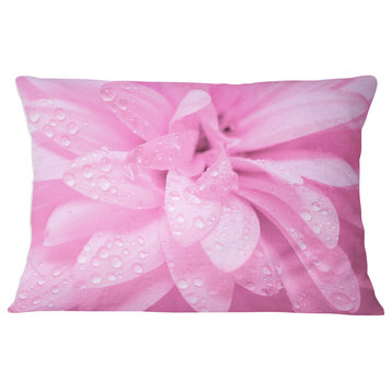 Abstract Pink Flower with Petals Floral Throw Pillow, 12"x20"