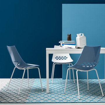 Jam 1059 Chairs - Matt Optic White Frame Finish + White/Glossy Sky Blue Seats