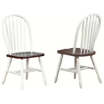 Pemberly Row 18" Traditional Solid Wood Dining Chair in White (Set of 2)