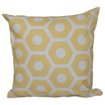 Geometric Decorative Outdoor Pillow, Lemon, 20"x20"