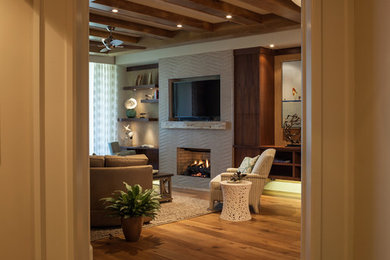 Example of a trendy living room design in Miami