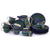 Polmedia Polish Pottery 6-cup Stoneware Tea Or Coffee Set For Six