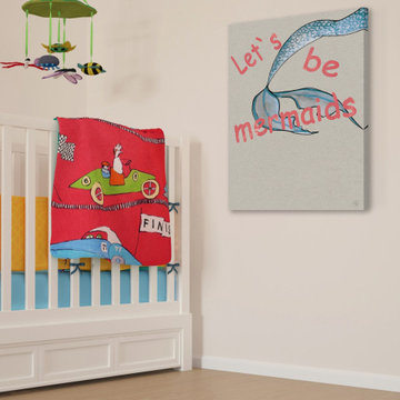 "Let's Be Mermaids Tail" Painting Print on Wrapped Canvas