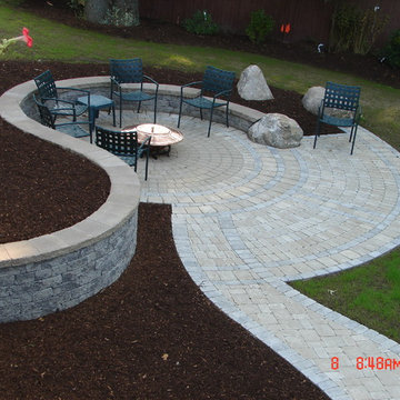 Engineered Concrete Block Walls and Concrete Pavers Landscape Design Norfolk MA