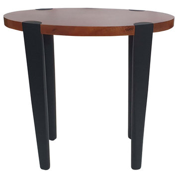 Benzara BM285034 Oval Top End Side Table, Mango Wood, Iron Frame, Brown, Black