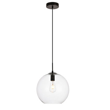 Placido Collection Pendant, 1-Light, Black and Clear Finish, 11.8"x11.4"