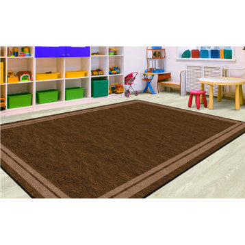 Flagship Carpets FE427-44A 7'6"x12' Double Border Chocolate Educational Rug