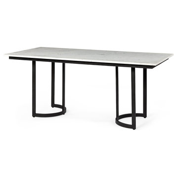 Tanner I White Marble Top w/Metal Base Rectangular Dining Table