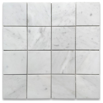 Carrara White Marble 3x3 Square Mosaic Tile Honed Wall Floor Venato, 1 sheet