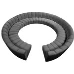 Meridian Furniture - Infinity Channel Tufted Velvet Modular Chair, Gray, 12 Piece - Create a seating group that works for every possible situation with this Infinity 12-piece sectional and other pieces in the Infinity collection. Upholstered in soft grey velvet material that feels great against the skin and offers long-wearing beauty, this piece fits with other Infinity items for an infinite number of combinations that get your seating requirements just right but that look just as nice when used on their own.