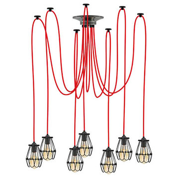 Industrial Red Pendant Light Chandelier