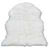 Super Soft White Faux Fur Sheepskin Shag Rug, White, Single Pelt 2'x3'