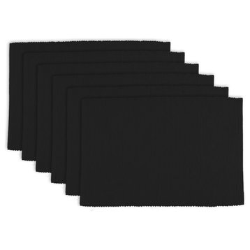 DII Black Ribbed Placemat, Set of 6