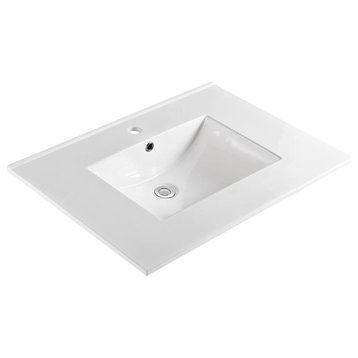 Unique 31"x22" Ceramic Vanity Top, White With Single-Hole Drilling