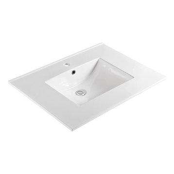 Unique 31"x22" Ceramic Vanity Top, White With Single-Hole Drilling