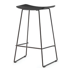 Winnie Matte Black Stool With Italian Black Leather Seat by Glid Studio - Bar Stools And Counter Stools