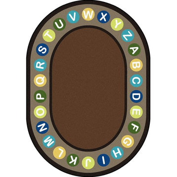 Kid Essentials Rug, Alphabet Spots, Earthtone, 5'4"x7'8" Oval