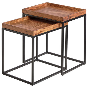 Chicago Acacia Wood Side Table Set of 2
