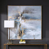 Large Square Metallic Gold Wall Art Painting 51" Gray Blue Abstract Modern