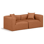 Meridian Furniture - Cube Upholstered Modular Sofa, Cognac, 2-Piece: 2 Corner Chair, Vegan Leather - Elevate your space with the luxurious Cube Vegan Leather Modular Sofa. This modular sofa exudes modern elegance, charm, and comfort making it a perfect addition to any contemporary living space. Its clean lines and cube shape are reminiscent of minimalist design, while the plush cognac vegan leather upholstery adds a touch of luxury and sophistication. The chair's versatile construction and geometric aesthetic seamlessly integrate into various design styles, from sleek living rooms to chic home offices, embodying the essence of modern design and creating a sense of order and tranquility in your space.