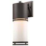Z-Lite - Luminata 1 Light Outdoor Wall Light, Deep Bronze - Clean contemporary styling with a traditional look make these fixtures well suited for any home.  Today's contemporary homes, as well as homes of the crafstmen style, are particularily well suited.  These aluminum fixtures are available in black, deep bronze and brushed aluminum.  Please note:  LED lights are not dimmable.