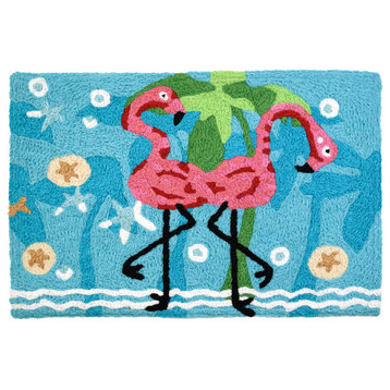 Dancing Flamingos,  Indoor Outdoor Accent Doormat, 20"x30"