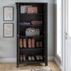 Bowery Hill Farmhouse Engineered Wood Tall Storage Cabinet with Doors in Black