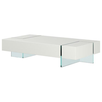 Pemberly Row Coffee Table with 19mm Tempered Glass Base in White