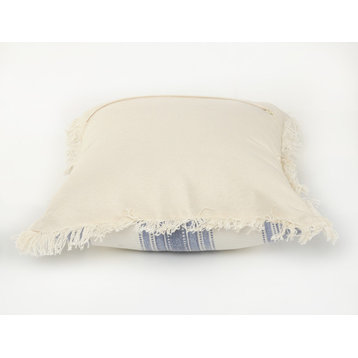 Coastal Striped Blue and Cream Throw Pillow
