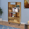 Industrial Design Wooden Bookshelf/Display Cabinet, Natural Brown and Black