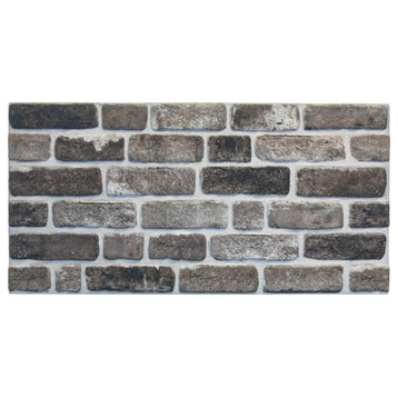 Faux Brick 3D Wall Panels, Grey Black, Set of 10, Covers 53 sq ft