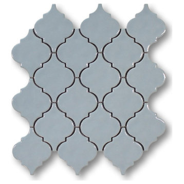Light Blue Ceramic Arabesque Mosaic Tiles, 5 Sq Ft Box