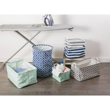 DII Rectangle Cotton Small Stripe Laundry Bin in Blue/White (Set of 3)