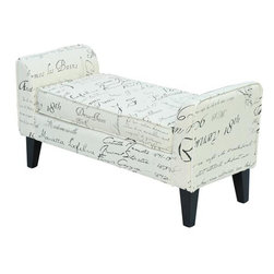 HomCom 41" Modern Linen Armed Sofa Seat / Shoe Bench - Signature Print - Footstools And Ottomans